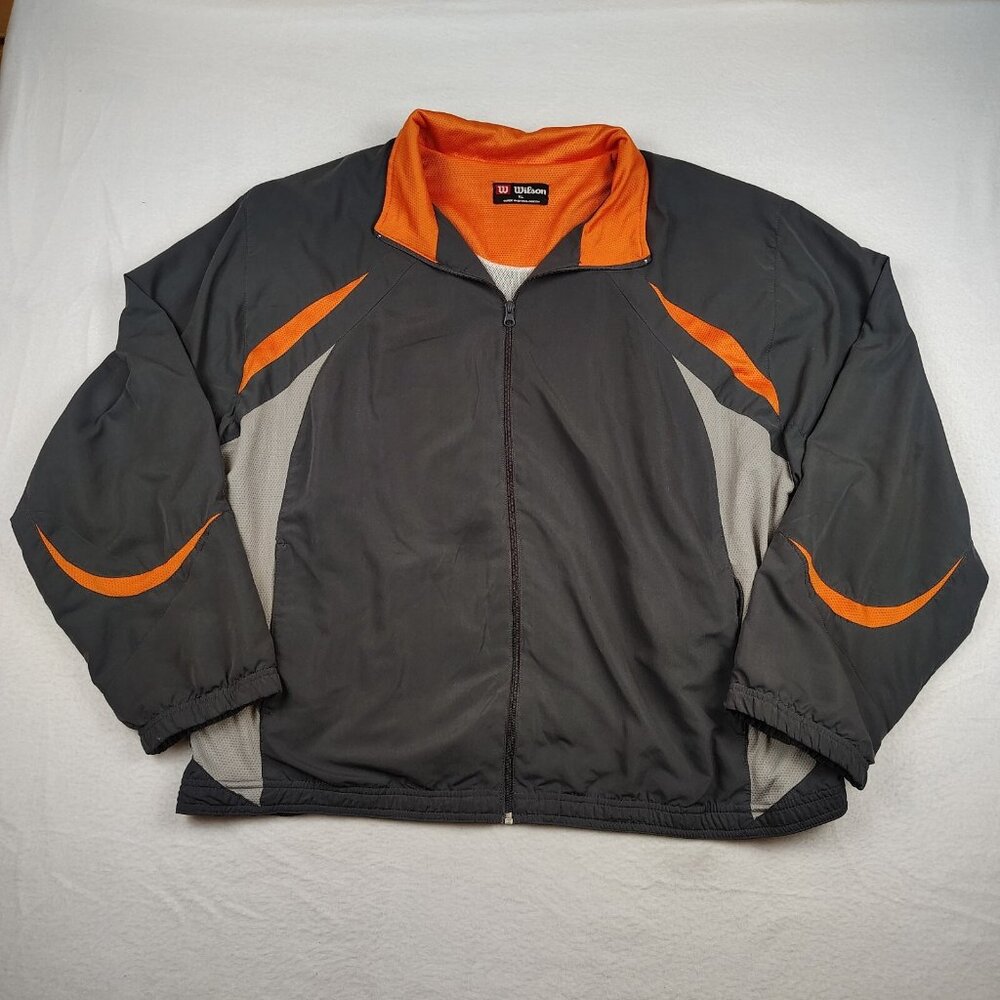 Wilson Jacket Mens XL Gray Orange Track Windbreaker Athletic